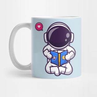 Cute Astronaut Reading Book Space Cartoon Mug